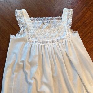 Vintage Christian Dior Lingerie White Lace Trim Sleeveless Shift Dress